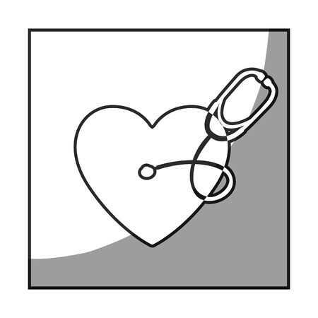 450x450 Grayscale Square Frame Shading With Heart And Stethoscope Vector