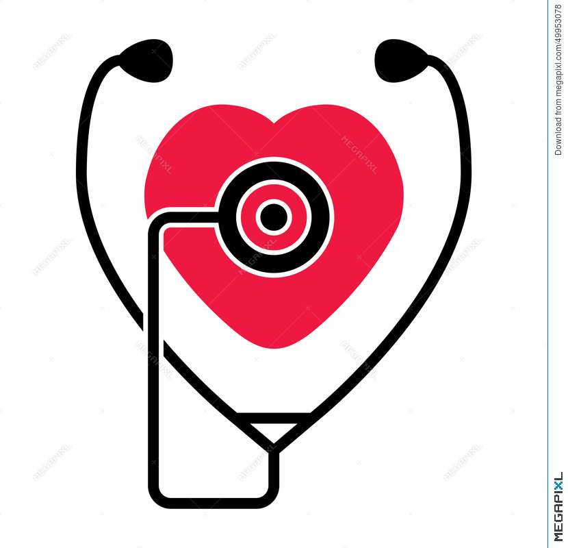 830x800 Heart And Stethoscope, Vector Illustration