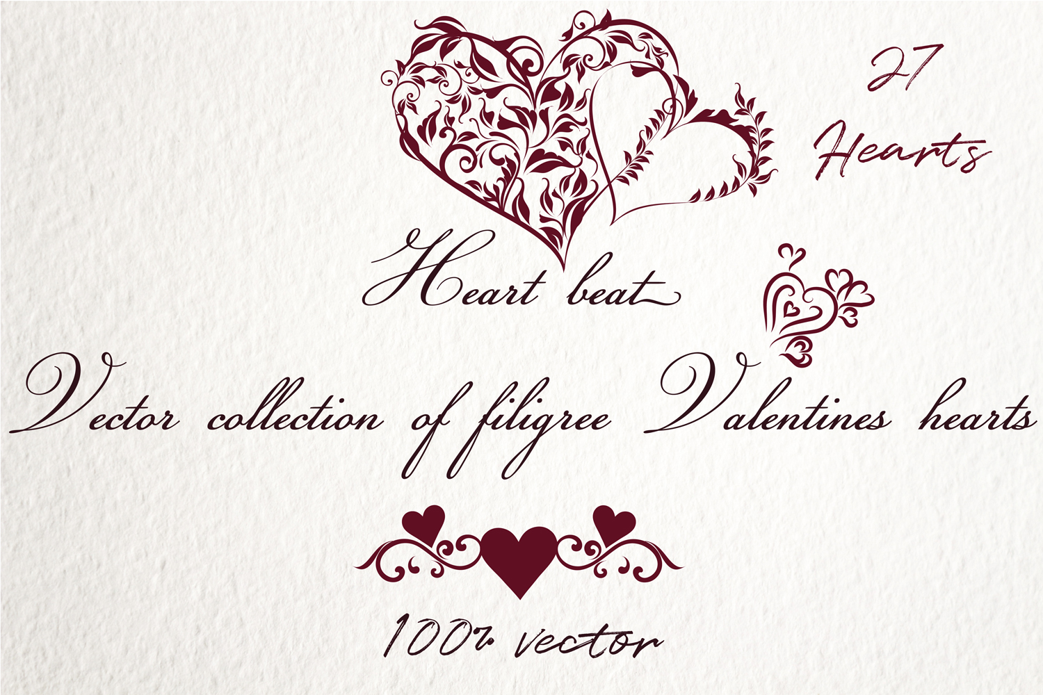 1500x1000 Heart Beat Set Of Vector Swirl Hearts