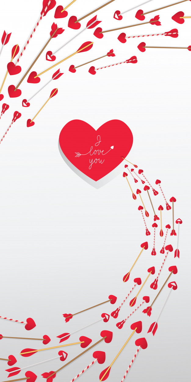 626x1252 I Love You Lettering In Red Heart And Arrows In Swirl Vector