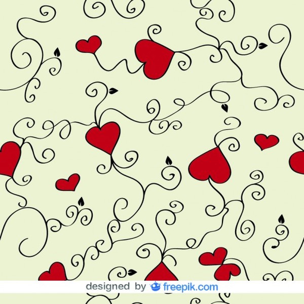 600x600 Love Hearts And Swirls Background Free Vector