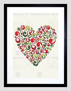 235x300 Painting Abstract Love Heart Shape Inset Red Swirl Vector Framed