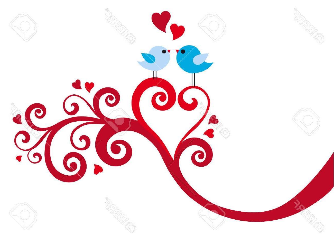 1300x910 Best Cute Love Birds With Heart Swirl Vector Illustration Pictures
