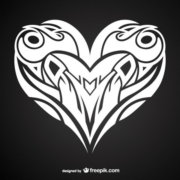600x600 Heart Tattoo Design Free Vector