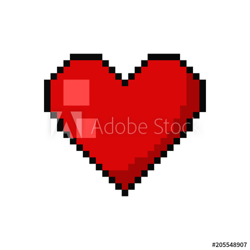 500x500 Pixel Art Heart Tattoo Vector Bit Game Web Icon Isolated