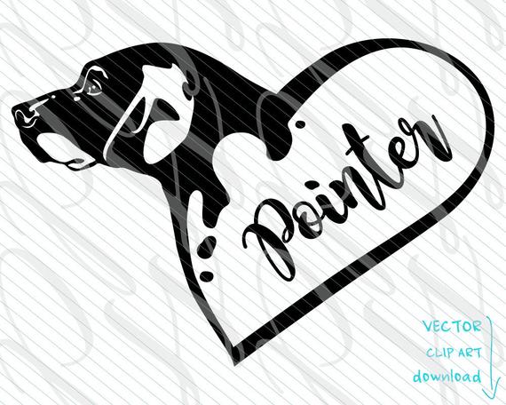 570x456 Pointer Dog Ink Heart Tattoo Vector Art File Pointer Dog Etsy