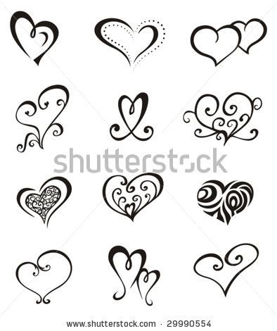 394x470 Double Heart Tattoo Ideas Hearts Tattoo Set Stock Vector
