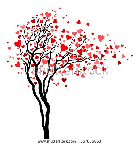 450x470 Love Tree With Heart Leaves Trees Tree Heart Tattoo, Vector