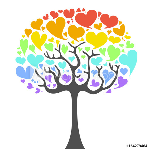 500x500 Rainbow Heart Tree Vector