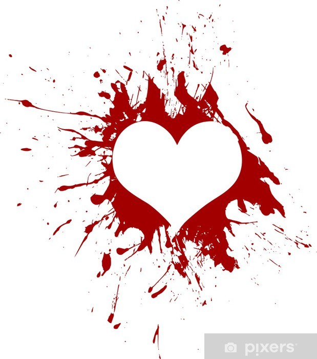 619x700 Red Grunge Heart, Vector Wardrobe Sticker We Live