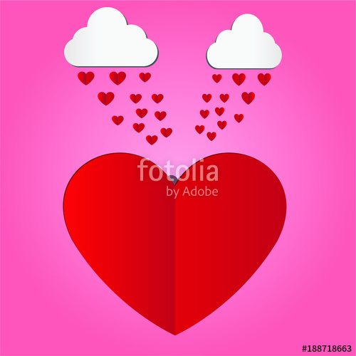 500x500 Paper Art Heart Rain Falls On Red Heart Vector Illustrator Stock