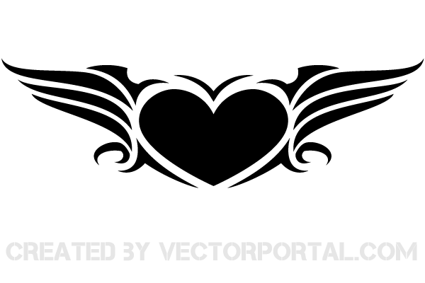 Free Winged Heart Vector Art 600x400 Free Winged Heart Vector Art