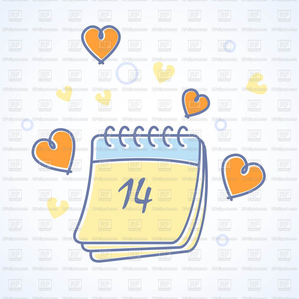 1200x1200 St Valentine's Day Calendar Icon With Hearts Free Vector Image