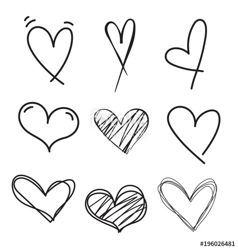 477x500 Hand Drawn Doodle Heart Vector Set Rough Marker Hearts Isolated