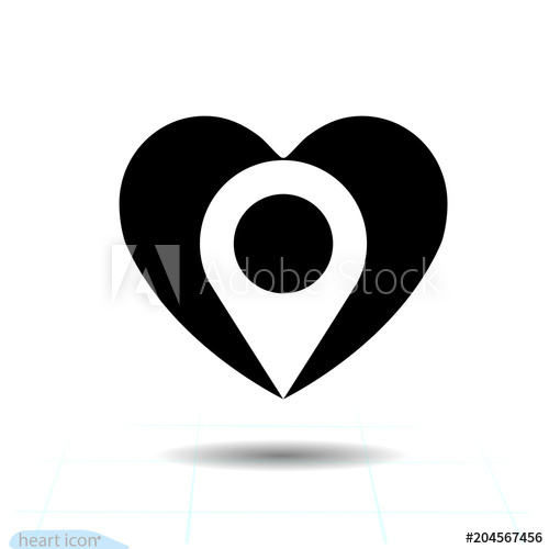 500x500 Heart Vector Black Icon, Love Symbol Location In Heart