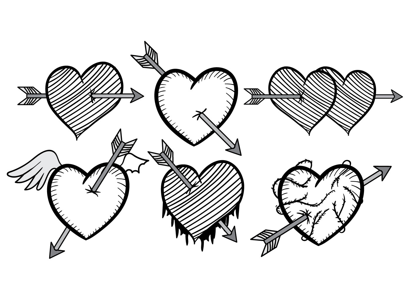 1400x980 Black Heart Free Vector Art