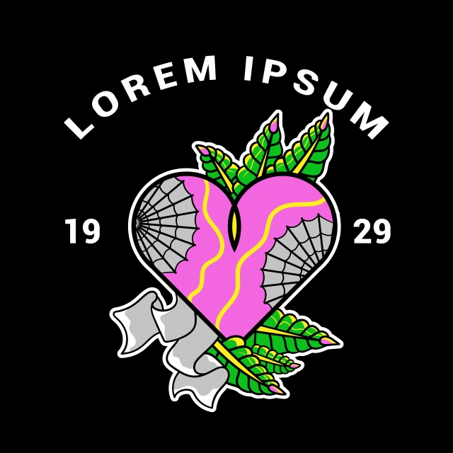 640x640 Cute Pink Heart Design Tattoo Clothing Designs Vector Vector