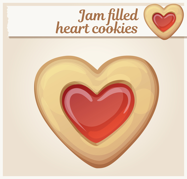 600x574 Jam Filled Heart Cookies Vector Free Download