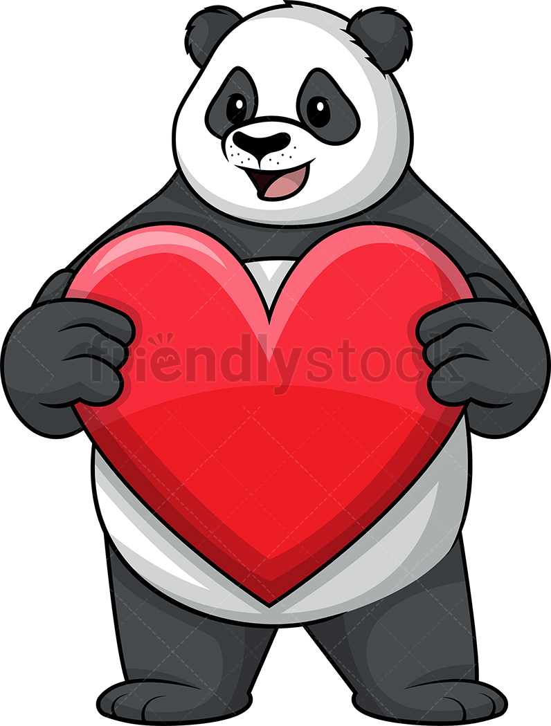 796x1050 Panda Holding Heart Cartoon Clipart Vector