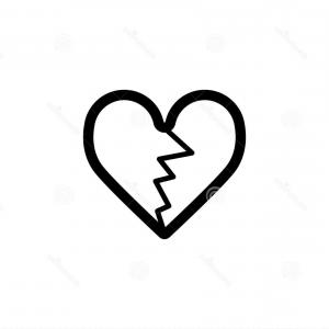 300x300 Stock Illustration Cracked Heart Vector Icon Black White Love