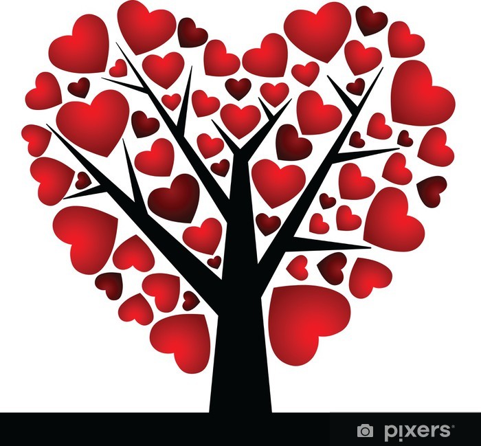 700x649 Valentine Tree With Love Heart, Vector Illustration