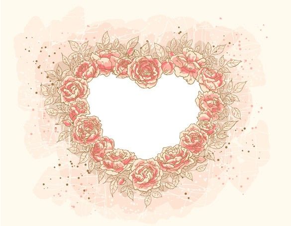 585x455 Xoo Plate Vintage Rose Framed Heart Vector Graphic