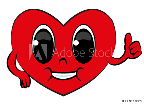 500x361 Happy Heart, Finger Up, Character Red Heart, Vector, Logo
