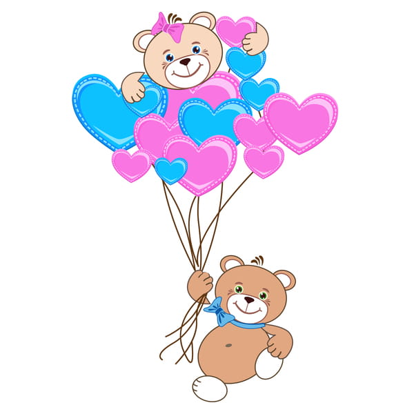600x600 Cartoon Cute Teddy Bear With Heart Vector Material