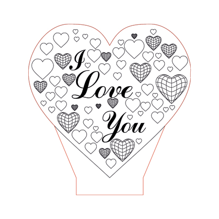 450x450 Heart Love Hearts Illusion Lamp Plan Vector For Cnc