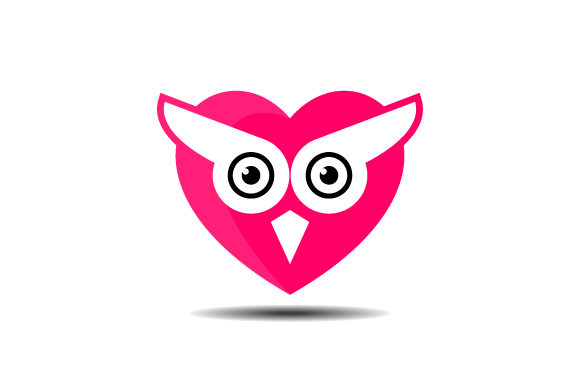 580x386 Owl Love Heart Vector Logo Graphic