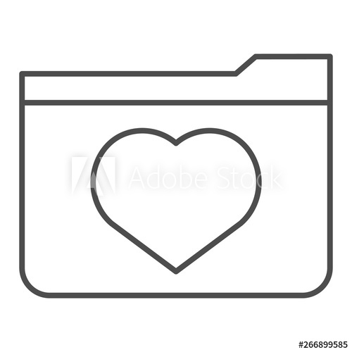 500x500 Favourites Thin Line Icon Folder With Heart Vector