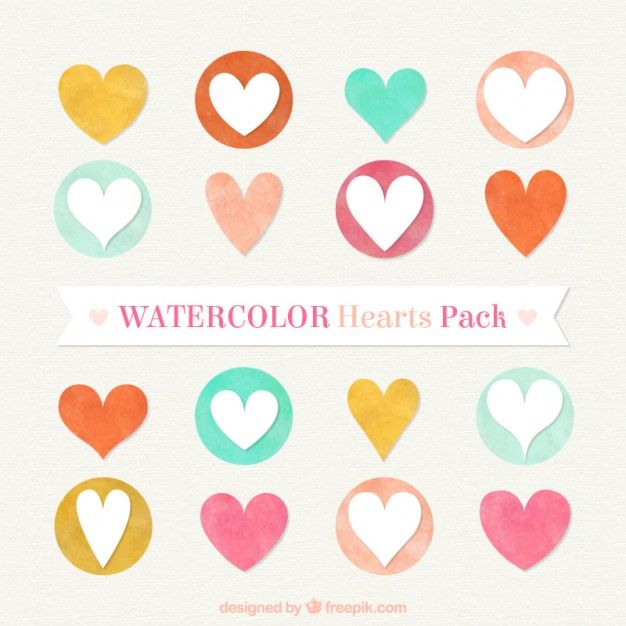 626x626 Watercolor Hearts Pack Free Vector In Vector Free