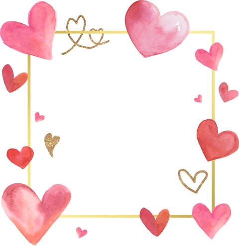 480x495 Valentines Day Frame With Hearts Vector