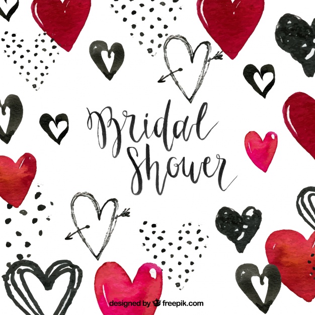 626x626 Watercolor Background With Bachelorette Hearts Vector Free
