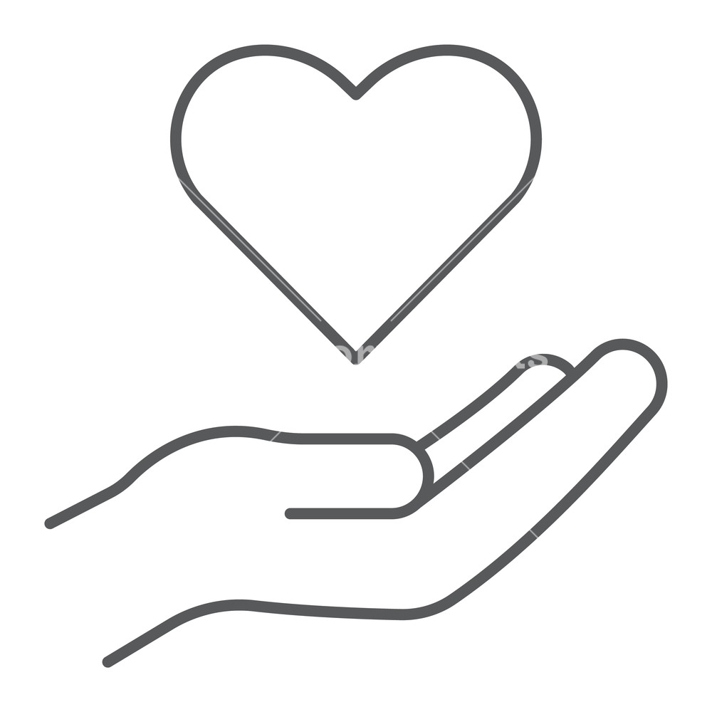 1000x1000 Care Thin Line Icon, Family And Love, Hand Holding Heart Sign