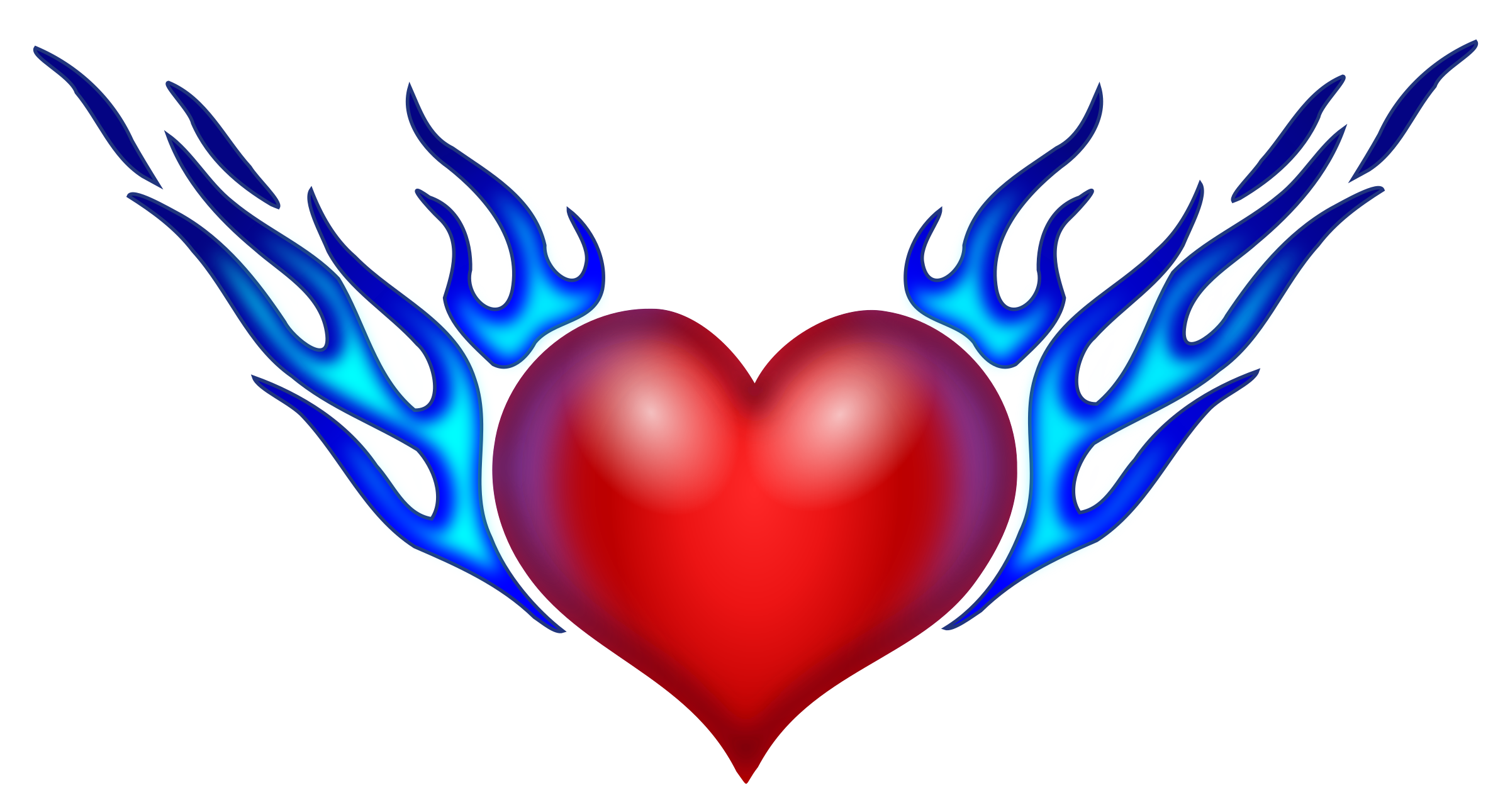 2400x1291 Burning Heart Vector Art Image