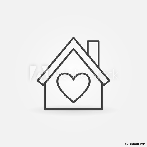 500x500 House With Heart Vector Outline Icon Love House Simple Symbol
