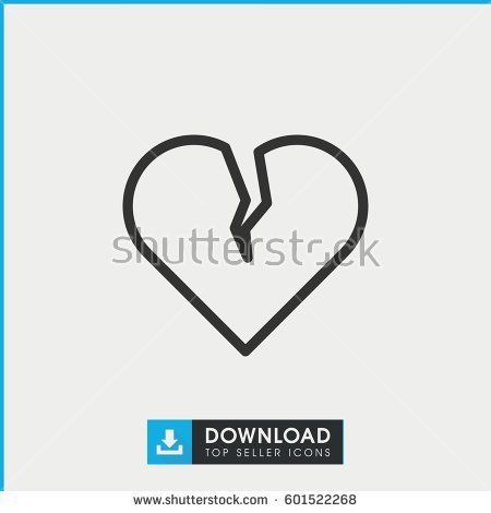 450x470 Broken Heart Icon Simple Outline Broken Heart Vector Icon