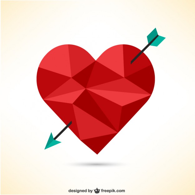 Polygonal Heart With Arrow Vector Free Download 626x626 Polygonal Heart With Arrow Vector Free Download