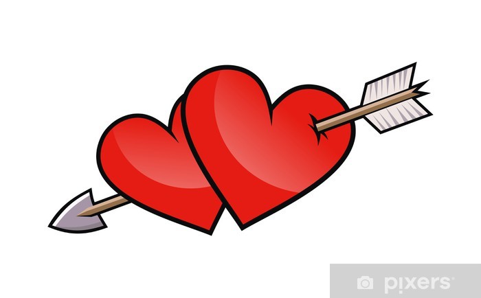 Two Red Heart With Arrow Vector Wall Mural 700x434 Two Red Heart With Arrow Vector Wall Mural