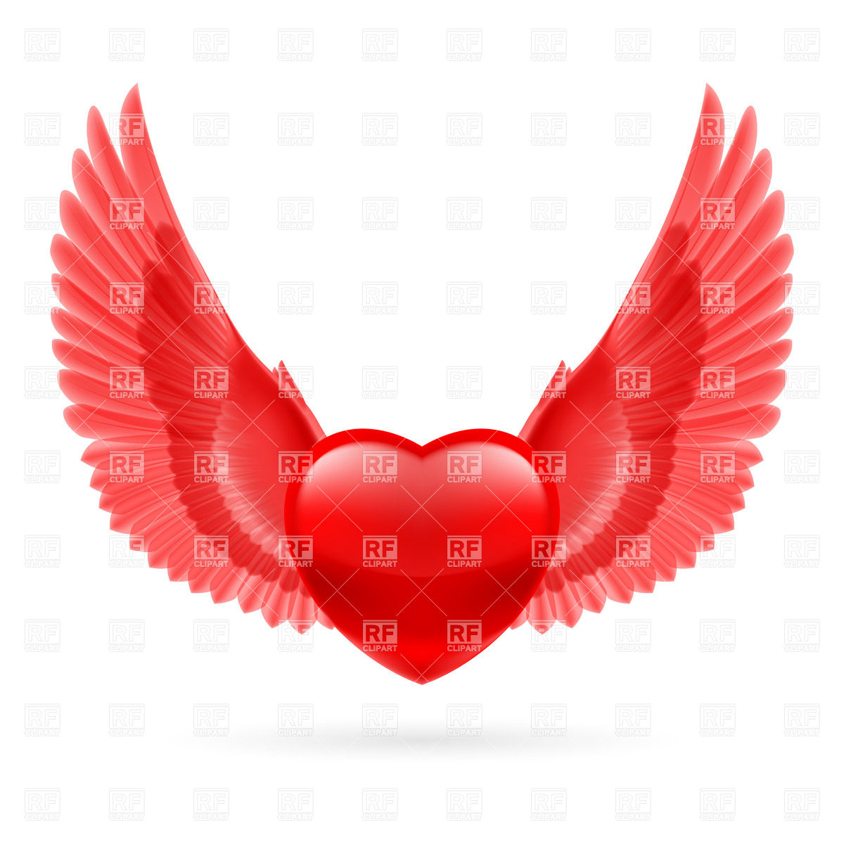 1200x1200 Red Glossy Heart With Wings Vector Image Of Design Elements