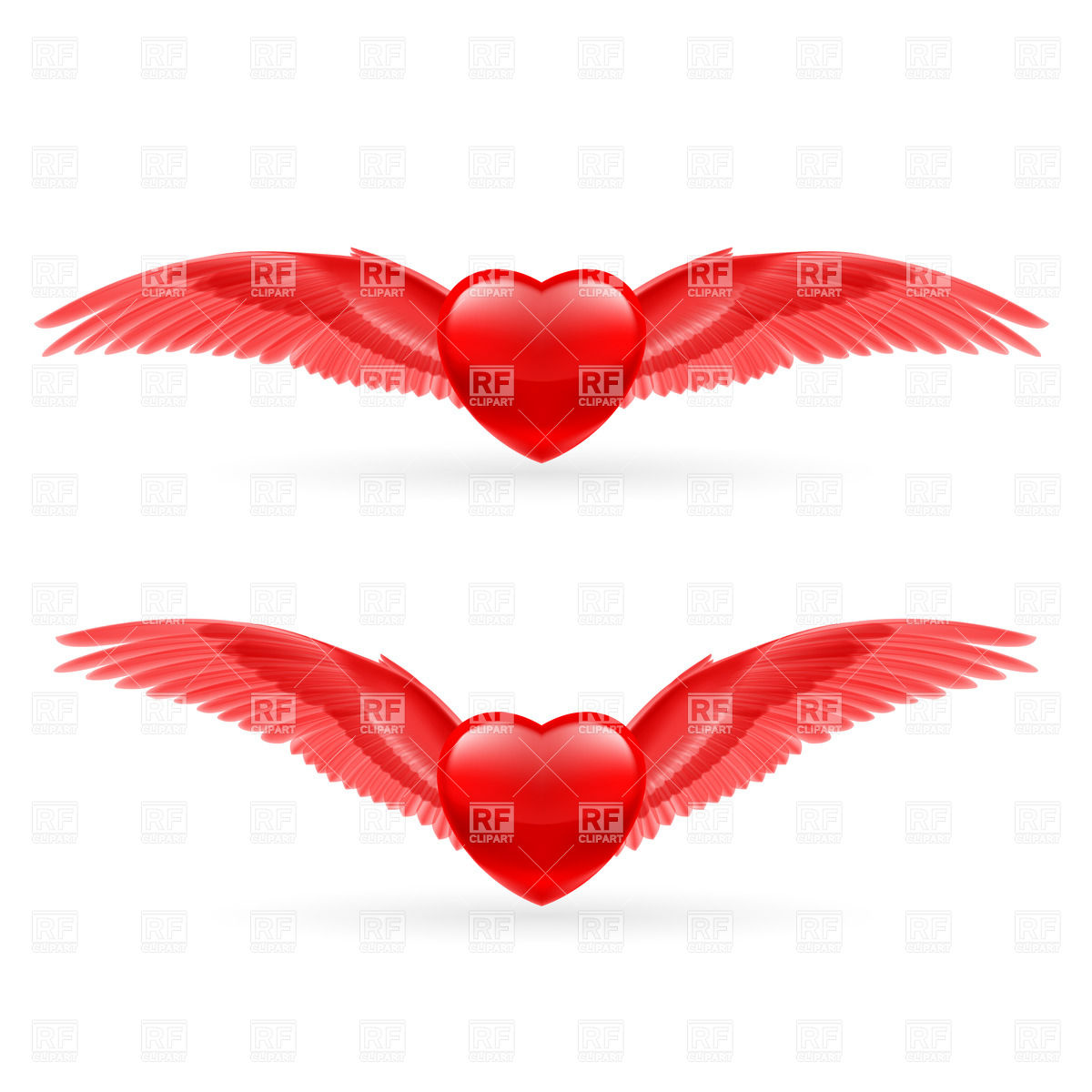 1200x1200 Red Hearts With Bright Red Dove Wings Vector Image Of Icons