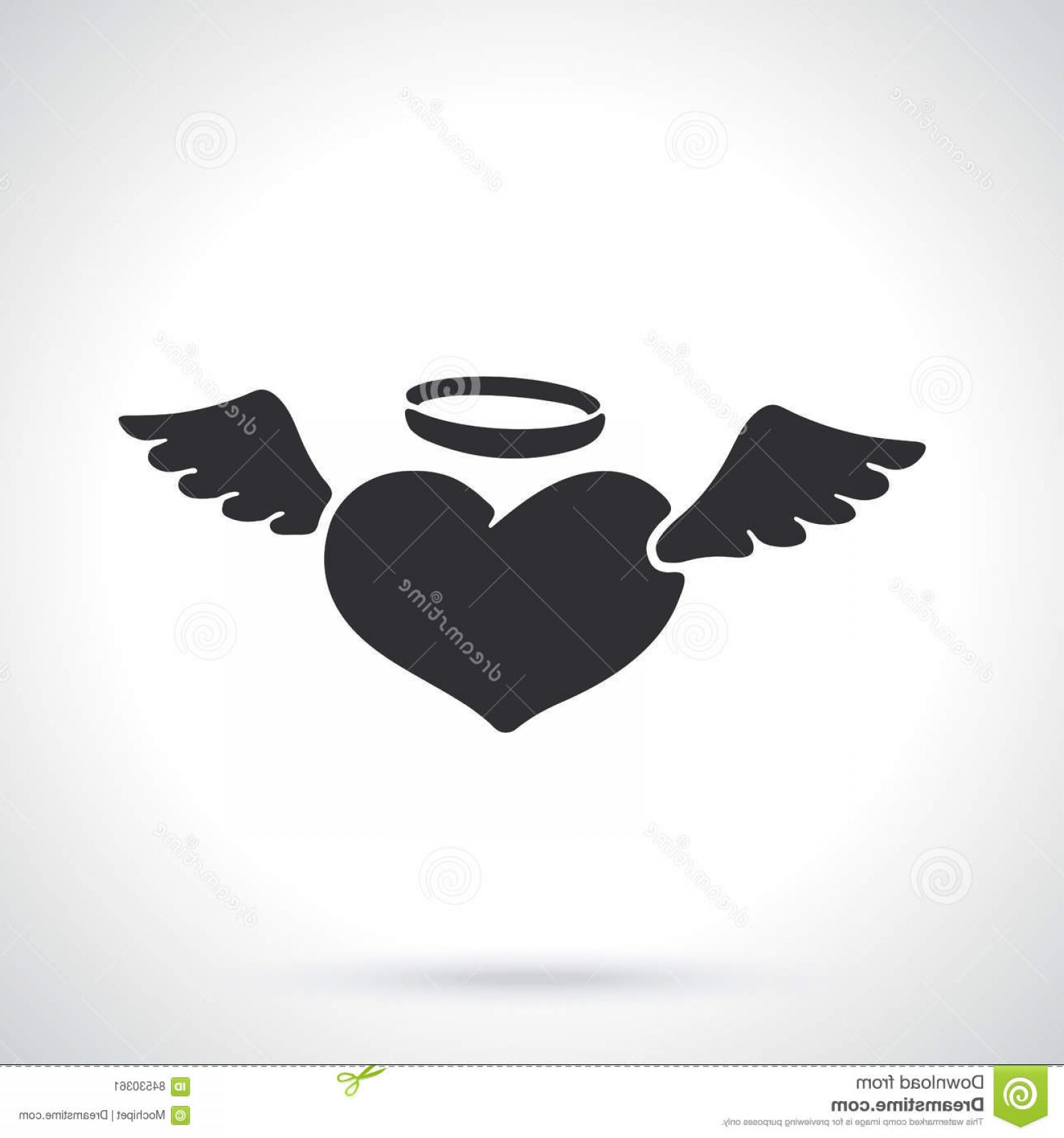 1560x1668 Stock Illustration Silhouette Angel Heart Wings Vector