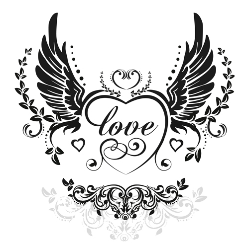 500x503 Love Wings With Heart Vector Material Free Download