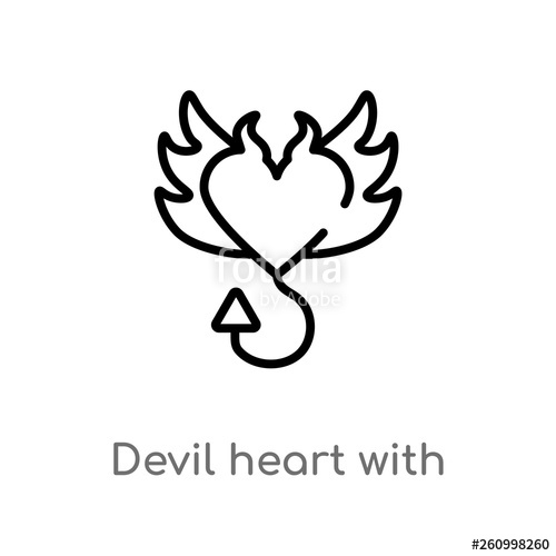 500x500 Outline Devil Heart With Wings Vector Icon Isolated Black Simple