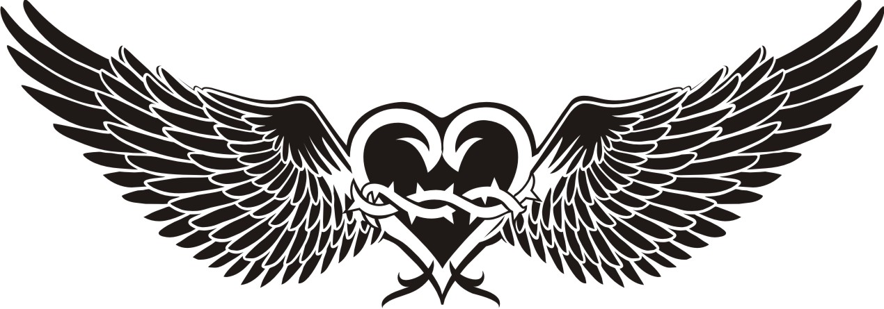 1270x445 Heart And Wings Tattoo Vector Corel Draw Tutorial And Free