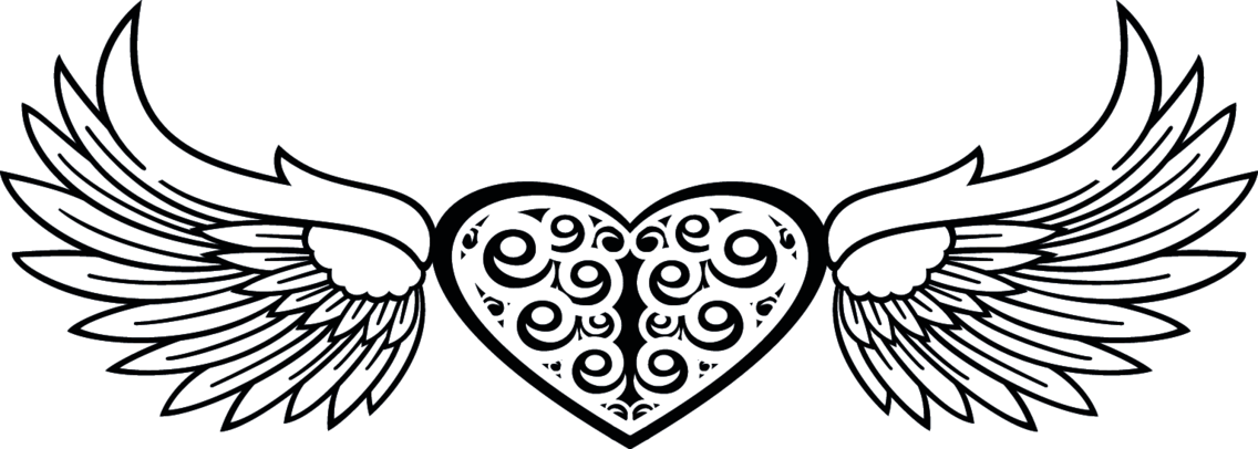 1136x406 Heart And Wings Vector Freevectors