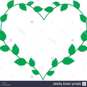 300x300 Green Vine Leaves In Beautiful Heart Shape Wreath Vector