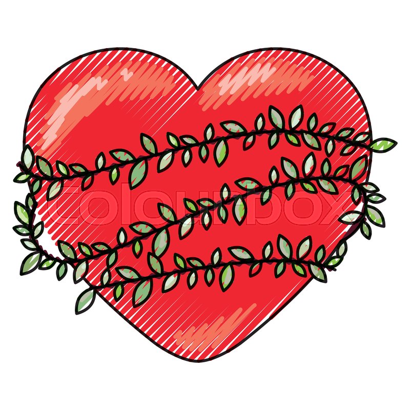 800x800 Heart Love With Wreath Vector Stock Vector Colourbox