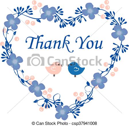 450x440 Heart Wreath Vector Floral Wreath Thank You Card